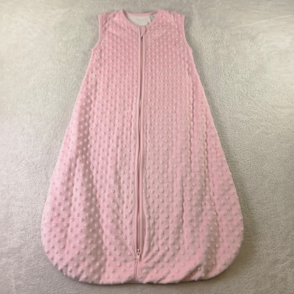 BabyinaBag Pink Minky Dot Sleep Sack Wearable Blanket Medium Cotton Lined
